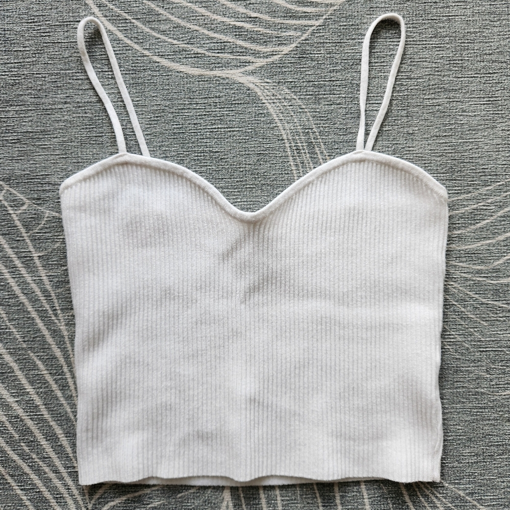 OAK + FORT White Ribbed Tank Top